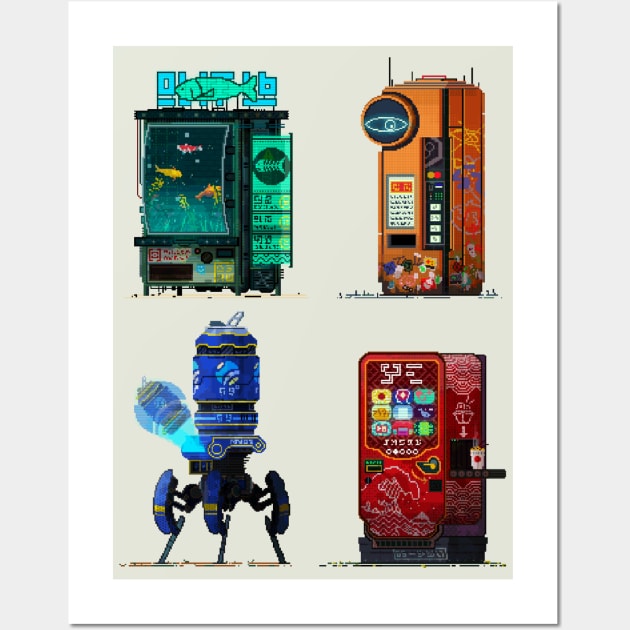 Cyperpunk Vending Machines Wall Art by seppuku_doge